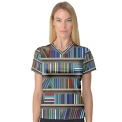 Bookshelf V-neck Sport Mesh T-shirt