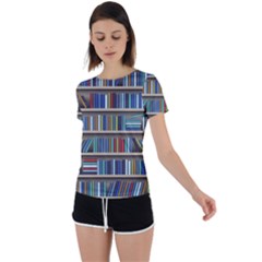 Bookshelf Back Circle Cutout Sports T-shirt by Ravend