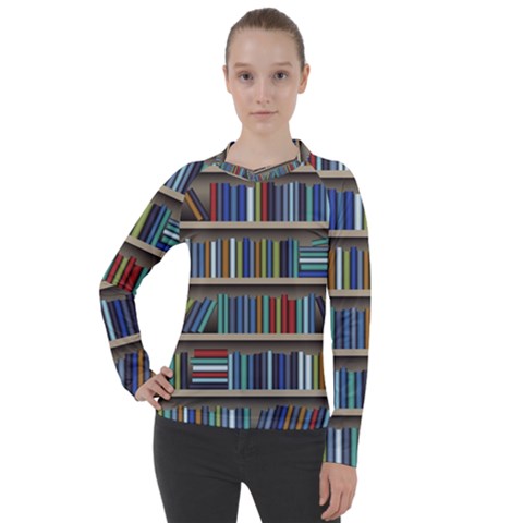 Bookshelf Women s Pique Long Sleeve T-shirt by Ravend