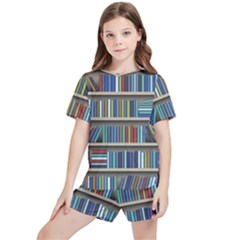 Bookshelf Kids  T-shirt And Sports Shorts Set by Ravend