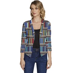 Bookshelf Women s Casual 3/4 Sleeve Spring Jacket by Ravend