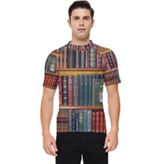 Books-library-bookshelf-bookshop Men s Short Sleeve Rash Guard by Ravend