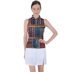 Books-library-bookshelf-bookshop Women s Sleeveless Polo T-shirt by Ravend