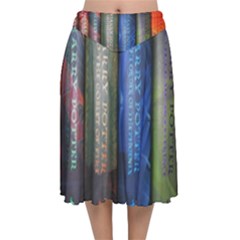 Vintage Collection Book Velvet Flared Midi Skirt