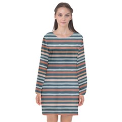 Stripes Long Sleeve Chiffon Shift Dress  by zappwaits