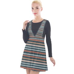 Stripes Plunge Pinafore Velour Dress by zappwaits