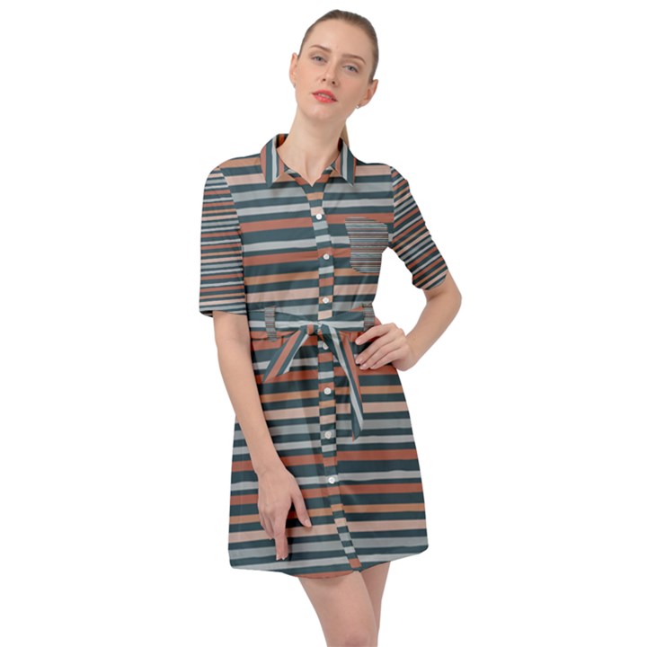 Stripes Belted Shirt Dress