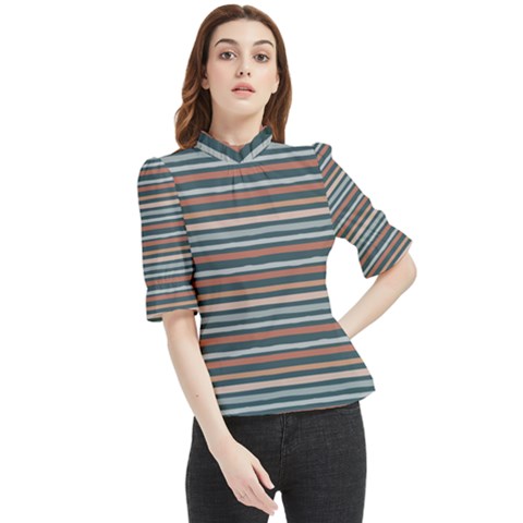 Stripes Frill Neck Blouse by zappwaits