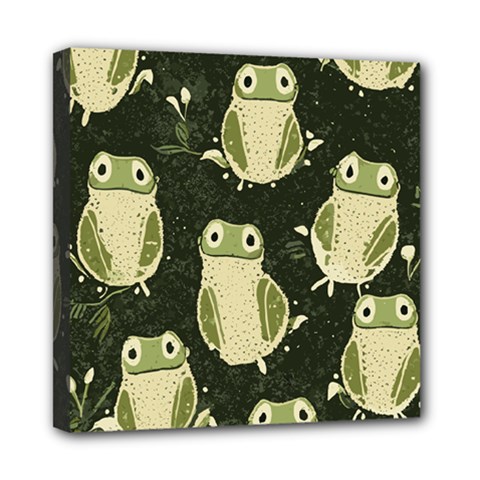 Frog Pattern Mini Canvas 8  X 8  (stretched) by Valentinaart