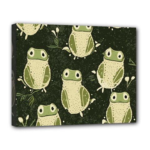 Frog Pattern Canvas 14  X 11  (stretched) by Valentinaart