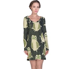 Frog Pattern Long Sleeve Nightdress by Valentinaart