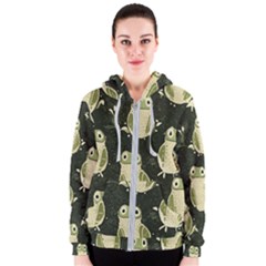 Frog Pattern Women s Zipper Hoodie