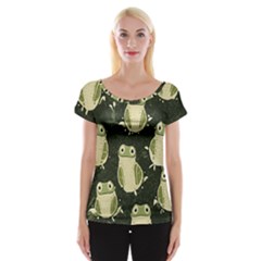 Frog Pattern Cap Sleeve Top by Valentinaart