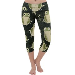 Frog Pattern Capri Yoga Leggings by Valentinaart