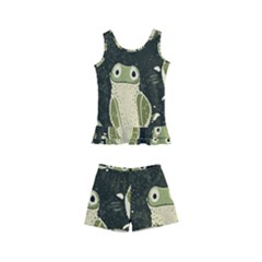 Frog Pattern Kids  Boyleg Swimsuit by Valentinaart