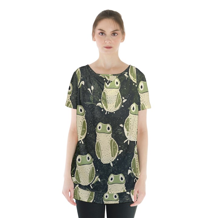 Frog pattern Skirt Hem Sports Top