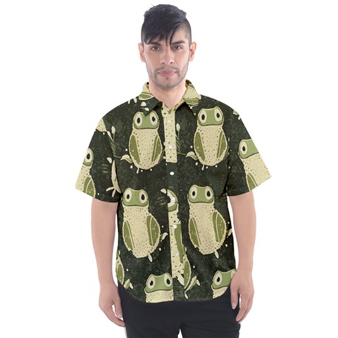 Frog Pattern Men s Short Sleeve Shirt by Valentinaart