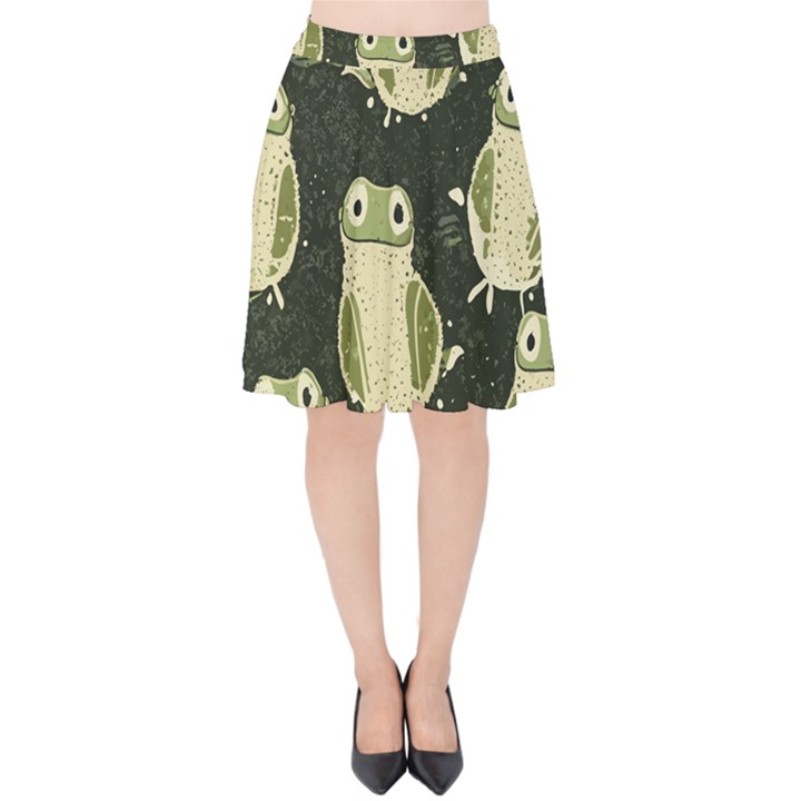 Frog pattern Velvet High Waist Skirt