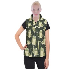 Frog Pattern Women s Button Up Vest