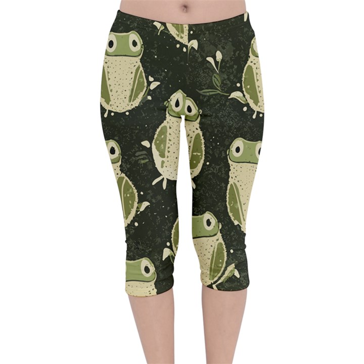 Frog pattern Velvet Capri Leggings 