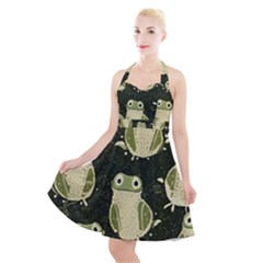 Frog Pattern Halter Party Swing Dress  by Valentinaart