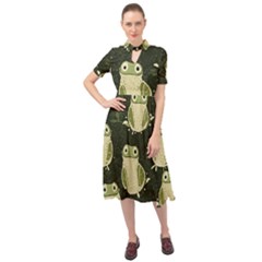 Frog Pattern Keyhole Neckline Chiffon Dress by Valentinaart