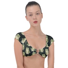 Frog Pattern Cap Sleeve Ring Bikini Top by Valentinaart