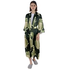 Frog Pattern Maxi Satin Kimono by Valentinaart