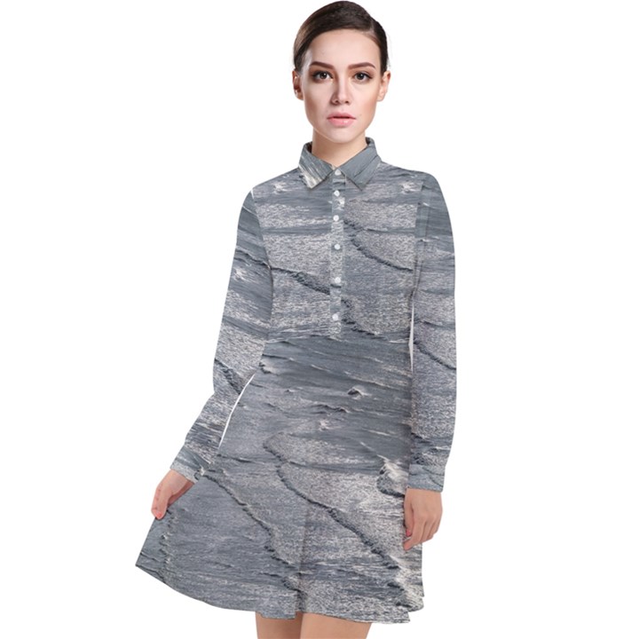 Atlantic Ocean Aerial View, Tierra Del Fuego, Argentina Long Sleeve Chiffon Shirt Dress