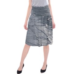 Atlantic Ocean Aerial View, Tierra Del Fuego, Argentina Midi Beach Skirt by dflcprintsclothing