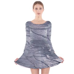 Atlantic Ocean Aerial View, Tierra Del Fuego, Argentina Long Sleeve Velvet Skater Dress by dflcprintsclothing