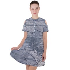 Atlantic Ocean Aerial View, Tierra Del Fuego, Argentina Short Sleeve Shoulder Cut Out Dress  by dflcprintsclothing