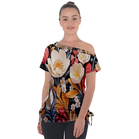 Ai-generated Off Shoulder Tie-up T-shirt by nateshop