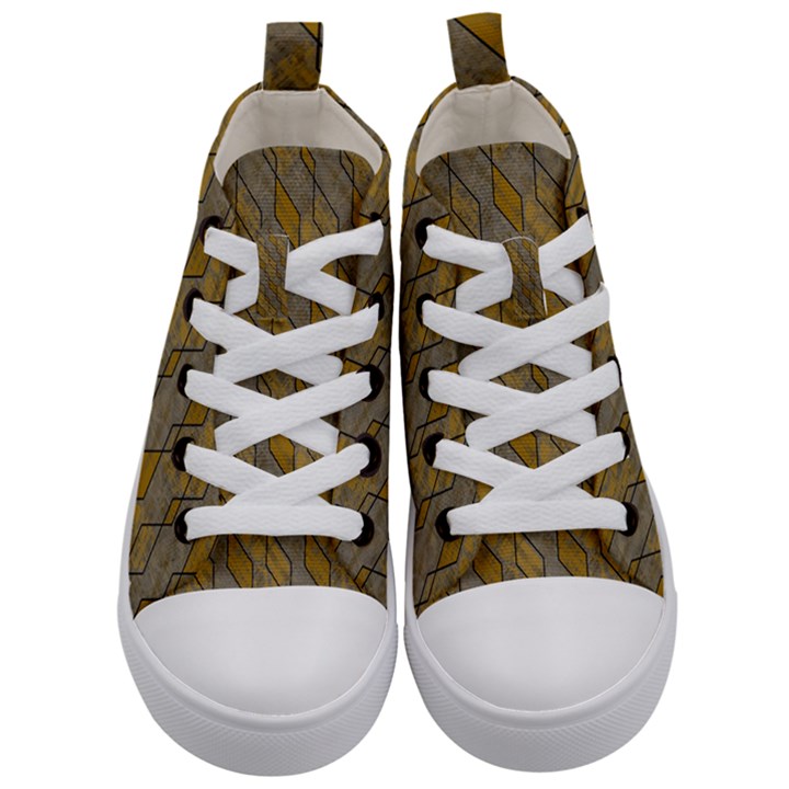 Background-batik Kids  Mid-Top Canvas Sneakers