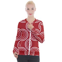 Background-red Casual Zip Up Jacket by nateshop