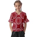 Background-red Kids  V-Neck Horn Sleeve Blouse View1