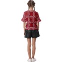 Background-red Kids  V-Neck Horn Sleeve Blouse View2