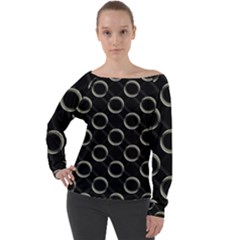 Digital-scrapbooking Off Shoulder Long Sleeve Velour Top by nateshop