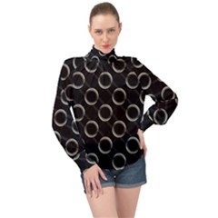 Digital-scrapbooking High Neck Long Sleeve Chiffon Top by nateshop