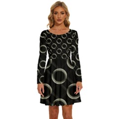 Digital-scrapbooking Long Sleeve Wide Neck Velvet Dress