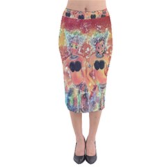 Indonesia-lukisan-picture Velvet Midi Pencil Skirt by nateshop