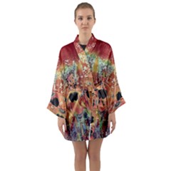 Indonesia-lukisan-picture Long Sleeve Satin Kimono