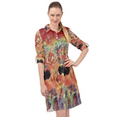 Indonesia-lukisan-picture Long Sleeve Mini Shirt Dress by nateshop