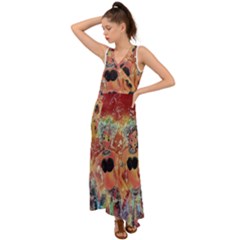 Indonesia-lukisan-picture V-neck Chiffon Maxi Dress by nateshop