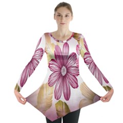 Print-roses Long Sleeve Tunic  by nateshop