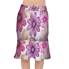 Print-roses Short Mermaid Skirt by nateshop