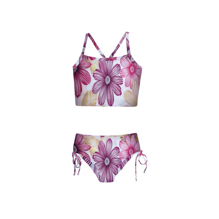 Print-roses Girls  Tankini Swimsuit