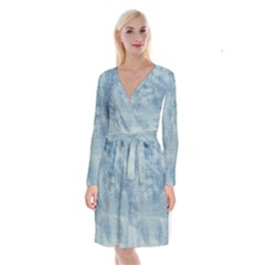 Denim,11 Long Sleeve Velvet Front Wrap Dress by nateshop