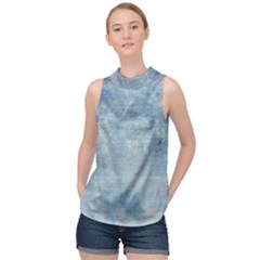 Denim,11 High Neck Satin Top by nateshop