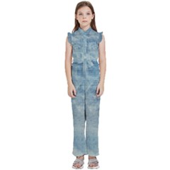 Denim,11 Kids  Sleeveless Ruffle Edge Band Collar Chiffon One Piece